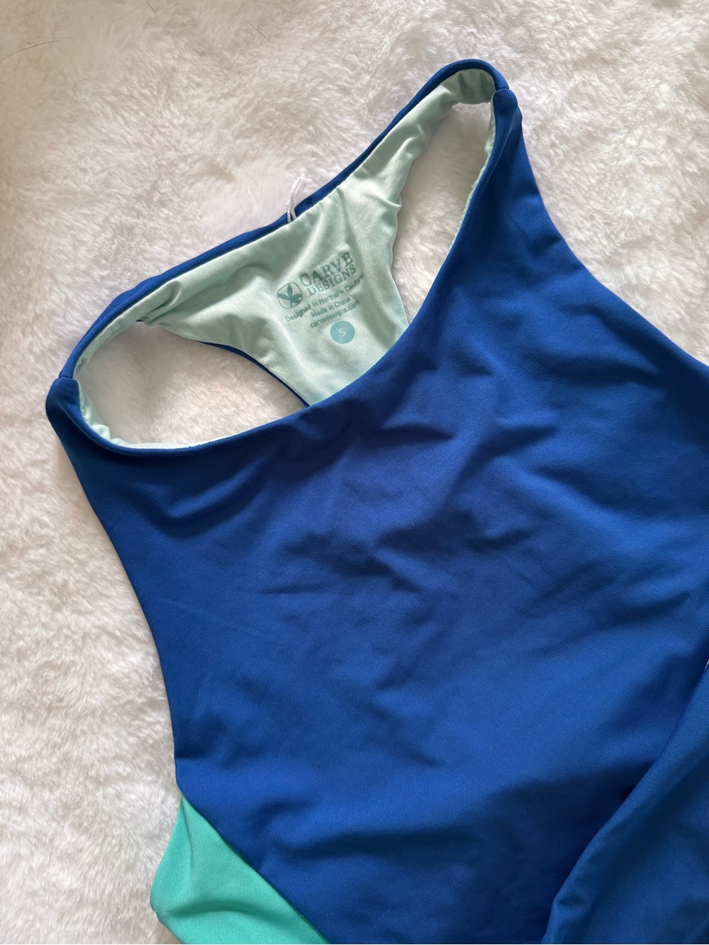 Carve Designs Blue and Teal Two-Piece Athletic Swimsuit Size Small - Picture 3 of 4
